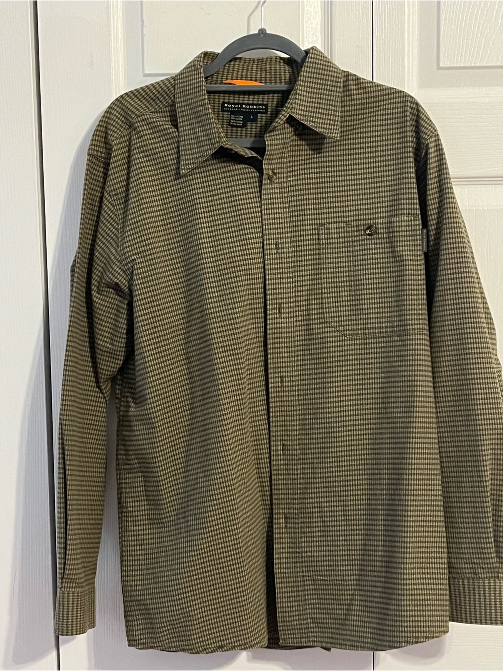 Royal Robbins Men's Olive Houndstooth Lightweight Shirt